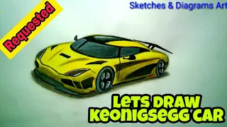 Lets Draw Keonigsegg Car || Car Drawings || Sketches & Diagrams Art ||