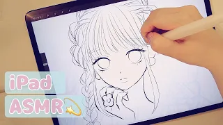 [ASMR] Sound of drawing spring illustrations with ipad / BGM for work / BGM for sleep