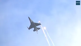 Polish F-16 Fighters Takeoff