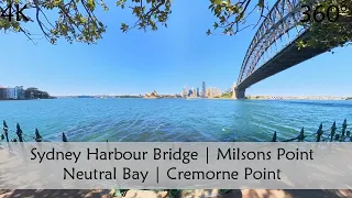 Walking Milsons Point, Kirribilli to Cremorne Point | Sydney Harbour | 360° Video | Slow TV