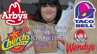 Another Big Fourway Mukbang With Arby's Wendy's Church's Chicken and Taco Bell