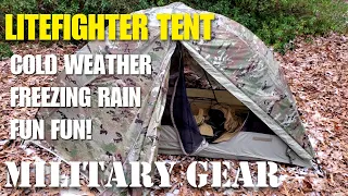 LiteFighter and TCOP tents in freezing rain