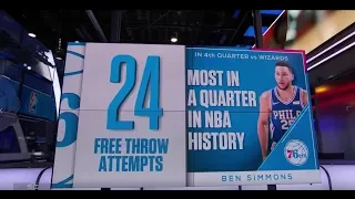 Ben Simmons Hacked with 24 free throws in 4th most in nba history | November 29, 2017