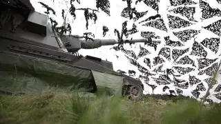 British Army Self Propelled Artillery (AS90) Firing at Salisbury Plains