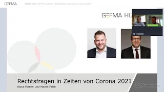 GEFMA TALK "FM Recht aktuell - Rechtsfragen in Zeiten von Corona 2021" vom 28.04.2021