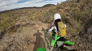 KLX300 and KLX230 on desert singletrack