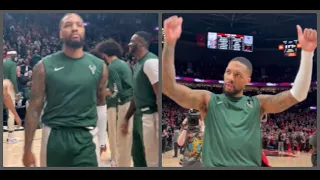 Damian Lillard gets a standing ovation during pre game introduction in Portland!!