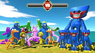 Rainbow Friends Team vs Huggy Wuggy Team in Arena - Animal Revolt Battle Simulator