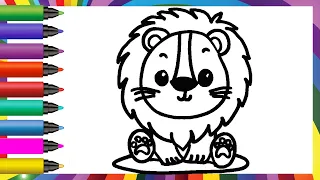 Drawing A Cute Lion 🦁👑🐾| How To Draw A Cute Lion Super Easy For Kids & Toddlers