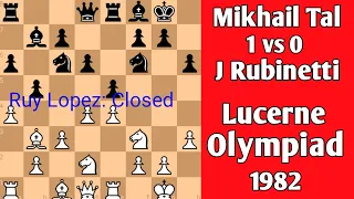 Mikhail Tal vs Jorge Rubinetti || Lucerne Olympiad, 1982 #chess