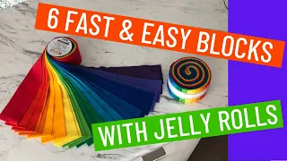 🌻✨ 6 FAST & EASY JELLY ROLL BLOCKS - SEW UP YOUR STASH