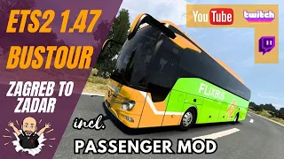 ETS2 1.47 FLIXBUS - Zagreb to Zadar - Mercedes New Tourismo 2020 - incl. Passenger Mod