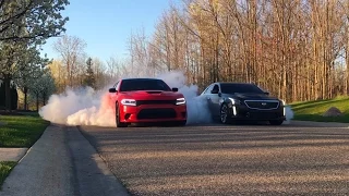 Hellcat Charger and CTS V BURNOUT!