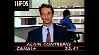 CANAL+ Infos d'Alain Contrepas, clip  Lutte contre le sida, jingle Cinéma, UGC (20 juin 1990)