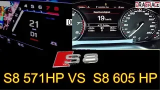 2020 Audi S8  571 HP vs 2016 Audi S8 plus 605 HP Acceleration 0 - 200 km/h