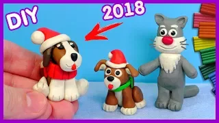 НОВОГОДНЯЯ СОБАКА СВОИМИ РУКАМИ - 2018 🎄 Лепка из пластилина для детей | Видео Лепка