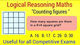#Counting squares in a 4×4 square grid | Counting Figures |Maths Logical reasoning bit - 7