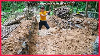 Upgrading the drainage system, taking advantage of natural stone. Building farm, free life (ep15)