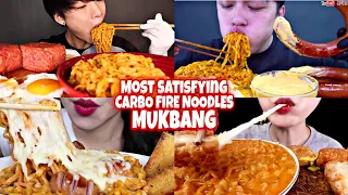 Most Satisfying Spicy Cheesy Carbo Fire noodles Mukbang EVER! 🍜🌶️🧀😋