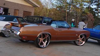 WhipAddict: Super Clean Brown 72' Cutlass Convertible Gets Rose Gold 24s with 8 Inch Lips!