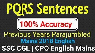 Para Jumbled Sentences Tricks | PQRS Previous Year Questions | CGL MAINS 2018 | Parajumble | English