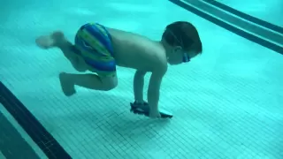 3yo William Diving down to get his 'Toypedo' torpedo