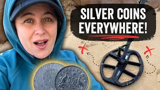 So Many SILVER Coins on this Beach! 😳 (Beach Metal Detecting)