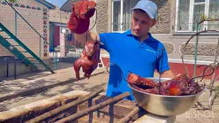 Копчене мʼясо, та сало в коптілці! Копчена курочка🐓