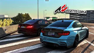 Assetto Corsa BMW M5 F90 x BMW M4 F82 - NO Hesi Cutting Up - Steering Wheel Gameplay