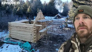 Winter Log Cabin Build on Off-Grid Homestead |EP13|