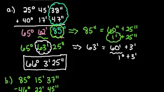 Adding and Subtracting Values in Degrees, Minutes, Seconds