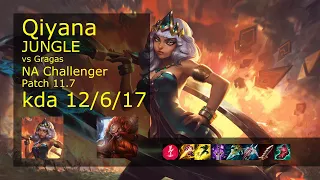 Qiyana vs Gragas Jungle - NA Challenger 12/6/17 Patch 11.7 Gameplay