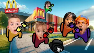 Vlad and Niki Among Us Distraction Dance at McDonalds!