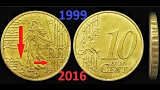 10 cent France coins 1999 - 2016