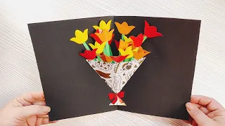 Pop-up Card Flower Bouquet DIY | 3d открытка на 8 марта своими руками | Mother's Day 3d Card