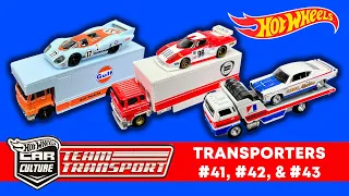 Hot Wheels Team Transport Sets 41, 42, 43: Gulf Porsche 917, Lancia Stratos Group 5, & Rebel Machine