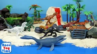 Jurassic World Dino Volcano Island Toys  For Kids - Fun Dinosaurs Tyrannosaurus Indoraptor