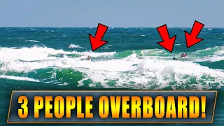 3 PEOPLE OVERBOARD SWALLOWED BY WAVES! | HAULOVER INLET BOATS | BOCA INLET