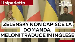 Siparietto in sala stampa: Zelensky non capisce la domanda, traduce Meloni