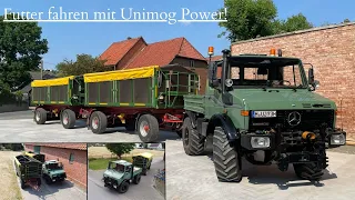 Unimog U1200 mit 2x Kröger 18t Anhänger am Futter fahren | Kalle´s LohnerVLOGS