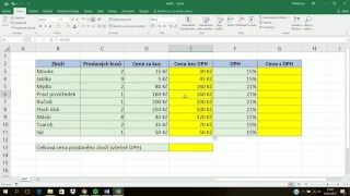 Excel - Základní vzorečky, výpočet DPH, pojmenování skupiny buněk