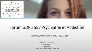 Forum GDR CNRS 3557 Psychiatrie et Addiction - Vendredi 20 novembre 2020 - Gabriel Robert