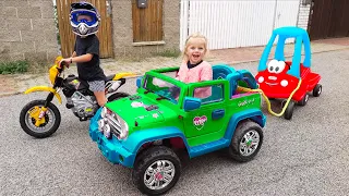 Elis Ride On Pink Jeep with Cozy Coupe Little Tikes w Thomas Dirt Cross Bike