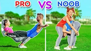 DESAFIOS ACROBÁTICOS! Profissionais VS. Novatas! Truques difíceis de ginástica por 123GO! CHALLENGE