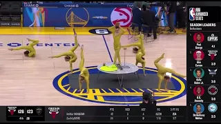 Mongolian contortion center contortionists at Golden State Warriors’ pregame show.