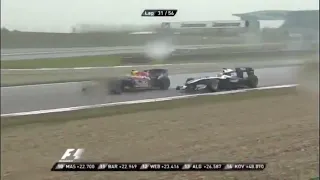 Mark Webber overtake on Rubens Barrichello Chinese GP 2010