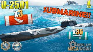 SUBMARINE U-2501 3 Kills & 194k Damage | World of Warships Gameplay 4k