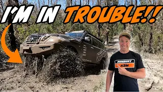 We NEARLY turned around! BOGGED in the Blue Mountains! Baal Bone Gap 4wd track - Nissan Y62 Patrol