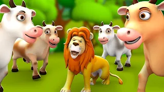 The Lion & The Cows 3D Animated Hindi Moral Stories for Kids शेर और गायों कहानी Kids Tales