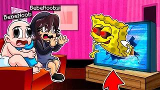 ¡BOB ESPONJA.EXE APARECE en LA TV DE BEBE NOOB! 😭😱 EN MINECRAFT